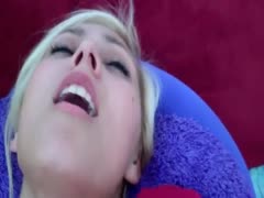 Hot pussy-toying solo scene with a skinny non-professional blonde 